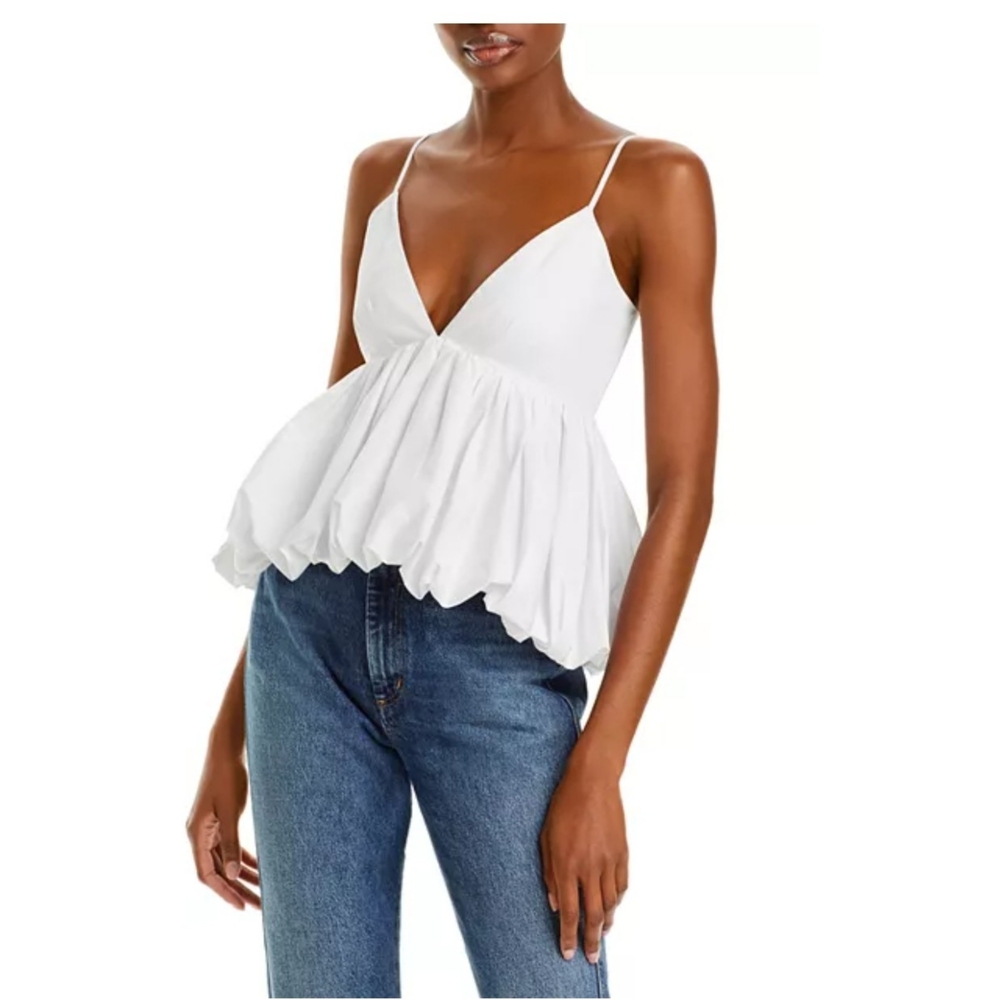 Cinq A Sept Effie Bubble Peplum Sleeveless Top